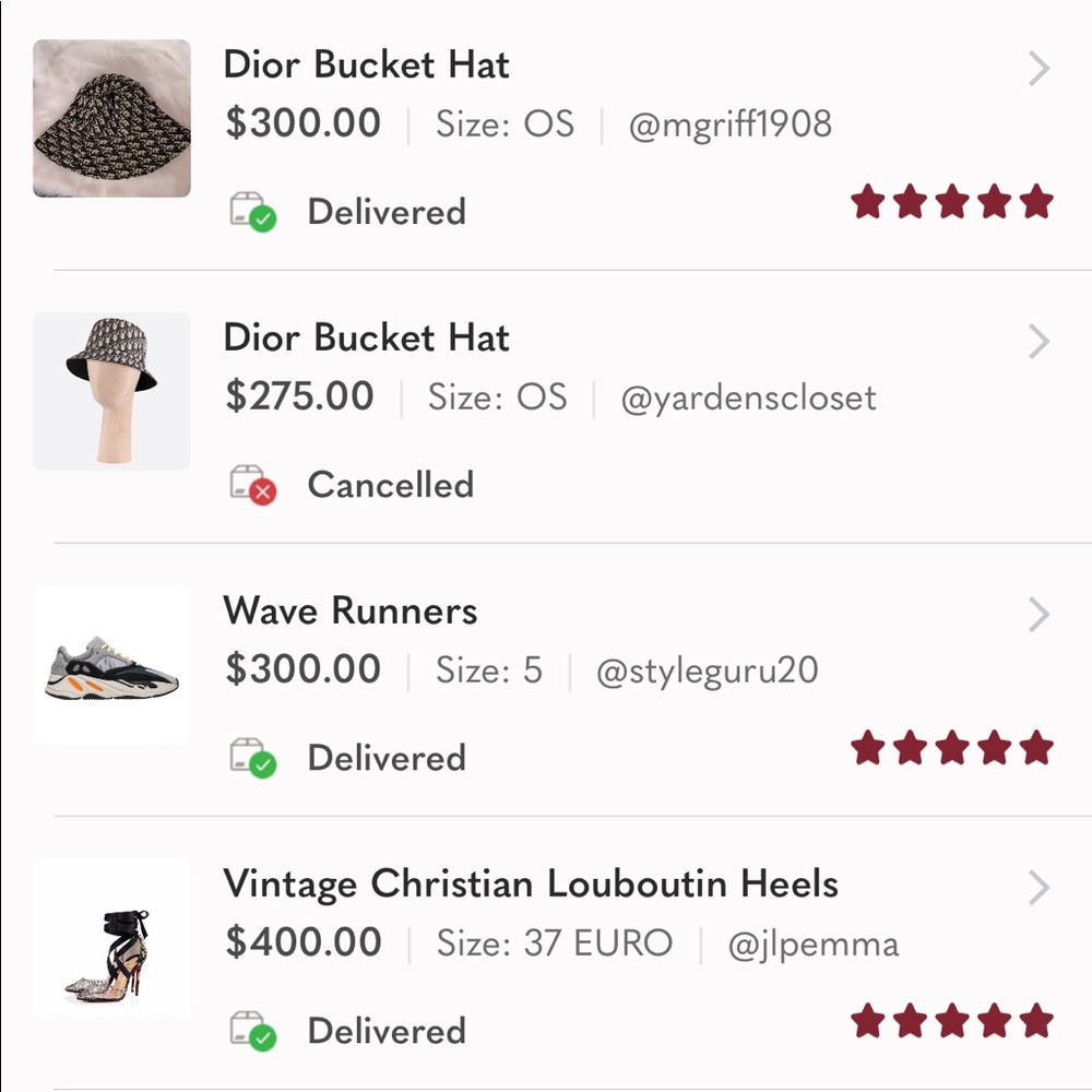 Reviews from previous orders